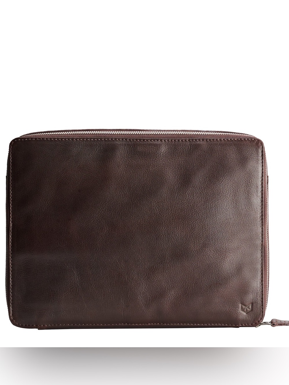Men's Dark Brown Leather Zip Laptop Folio